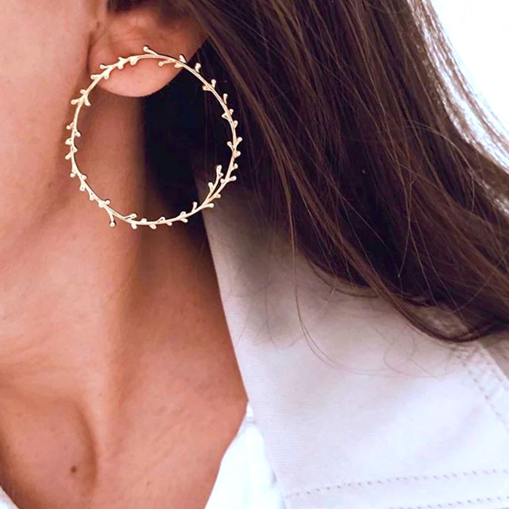 Olive branch stud earring